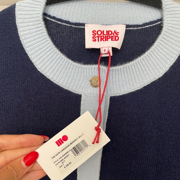 NWT Solid & Striped Kate Cardigan in Midnight Multi - Wool/Cashmere - Picture 5 of 6